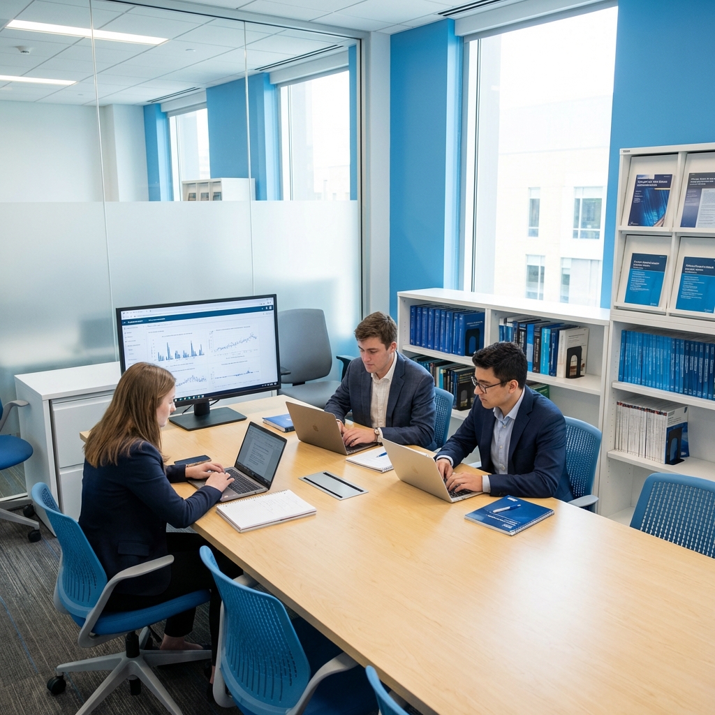 Students working in an academic setting